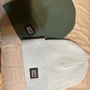 Patagonia Green and Gray Beanies